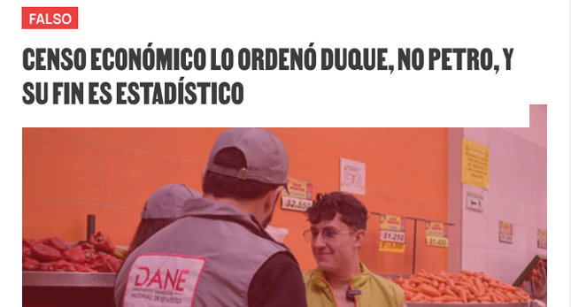 La Silla Vacía: Censo económico lo ordenó Duque, no Petro, y su fin es estadístico